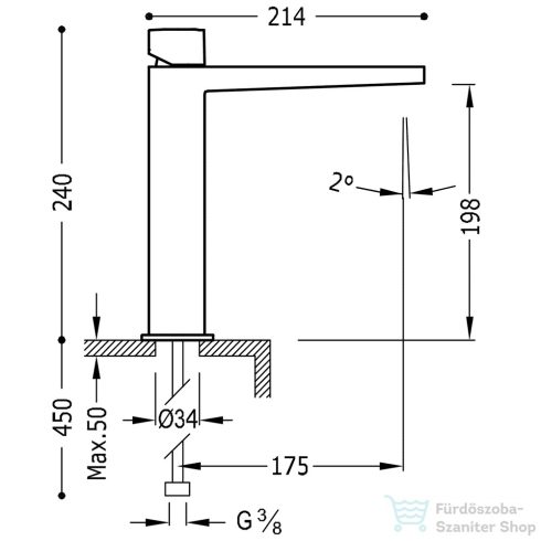 Tres SLIM EXCLUSIVE mosdó csaptelep, leeresztő nélkül, króm 20210304