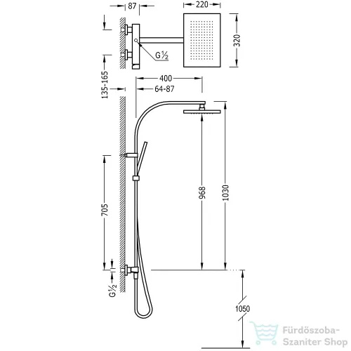 TRES - Slim Exclusive Zuhanyszett fejzuhannyal, kézizuhannyal  steel 20219101AC