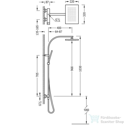 TRES - Slim Exclusive Zuhanyszett fejzuhannyal, kézizuhannyal steel  20219101