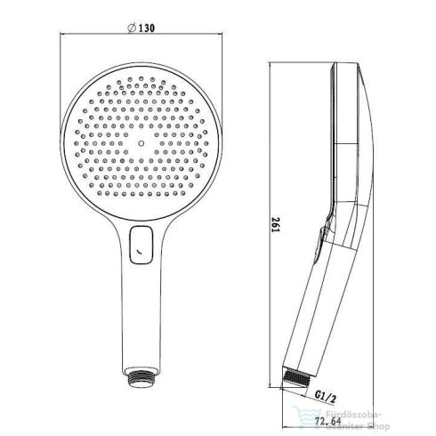 Kielle Oudee 3 funkciós kézizuhany,  gun metal 20402013