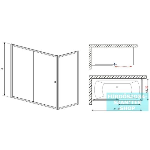 Radaway Vesta S 80 oldalfal DWJ és DWD kádparavánhoz