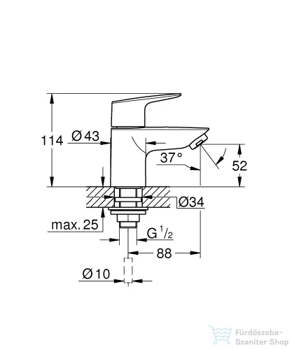 Grohe BAUEDGE S hidegvizes mosdó csaptelep leeresztő nélkül,Króm 20421001