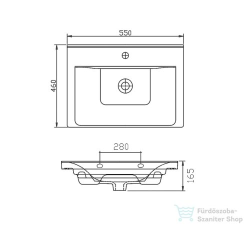 AQUALINE SAVA 55 kerámiamosdó, 55x46x16,5cm 2055