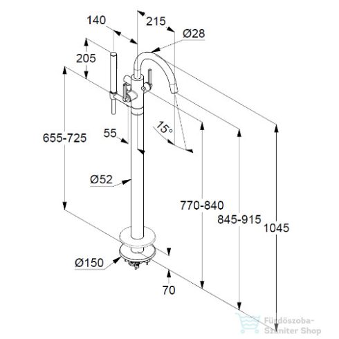 Kludi NOVA FONTE Puristic szabadonálló kádtöltő csaptelep ,króm 205900515