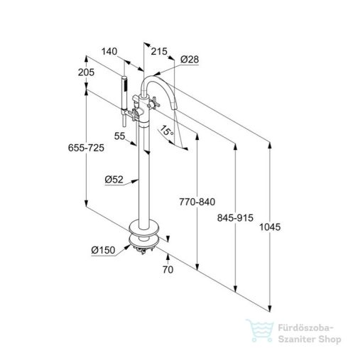 Kludi NOVA FONTE Classic szabadonálló kádtöltő csaptelep, króm 205900520