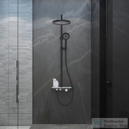 Kielle OUDEE termosztátos zuhanyrendszer 26 cm-es fejzuhannyal,zuhanyszettel,matt fekete/fehér 20602004