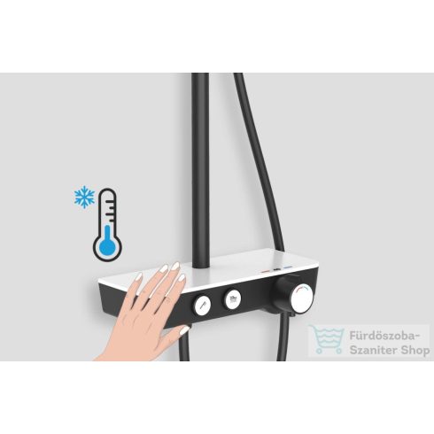 Kielle OUDEE termosztátos zuhanyrendszer 26 cm-es fejzuhannyal,zuhanyszettel,matt fekete/fehér 20602004