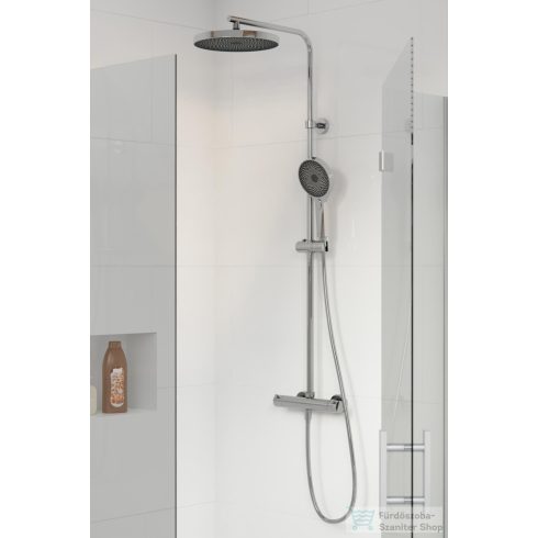 Kielle OUDEE termosztátos zuhanyrendszer 26 cm-es fejzuhannyal,zuhanyszettel,króm 20602010