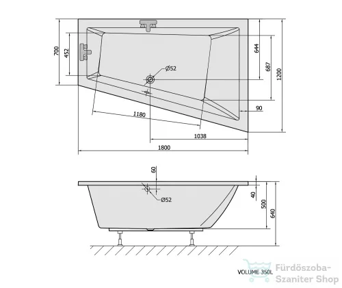 Sapho POLYSAN Triangl kád 180x120x50cm, jobb 20611