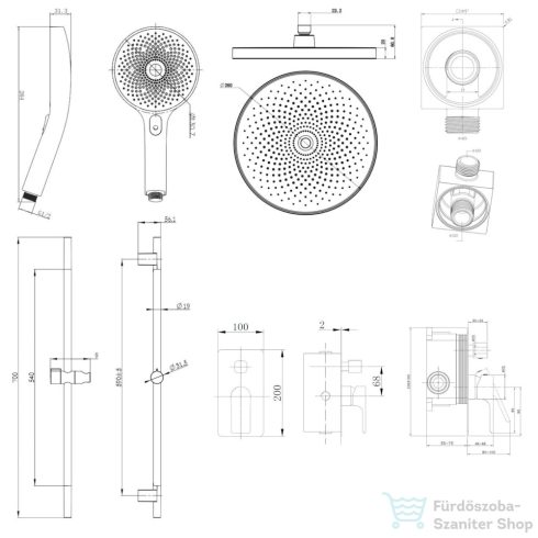 Kielle VEGA falsík alatti zuhanyrendszer fejzuhannyal,belső egységgel,króm 20618SP20