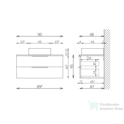 TBoss Nola 90 alsószekrény mosdóval 2062323093804