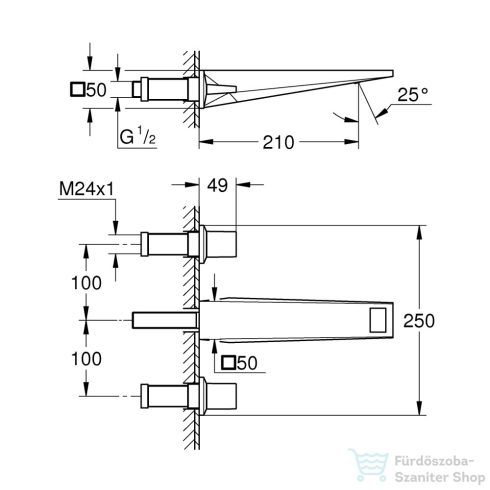 GROHE ALLURE BRILLANT falsík alatti mosdó csaptelep 21 cm-es kifolyóval,alaptest nélkül,Supersteel 20629DC0