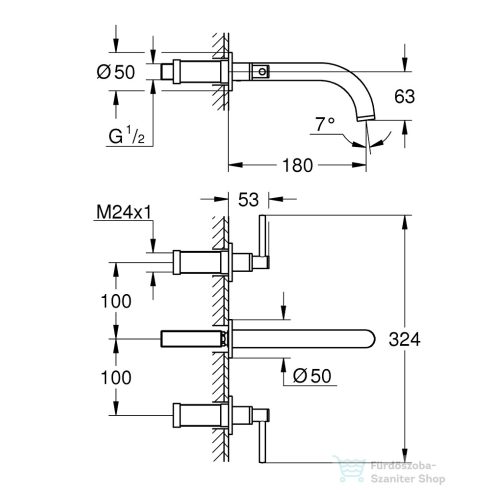 Grohe ATRIO falsík alatti mosdó csaptelep 18 cm-es kifolyóval,leeresztő és belső egység nélkül,Brushed Hard Graphite 20662AL0