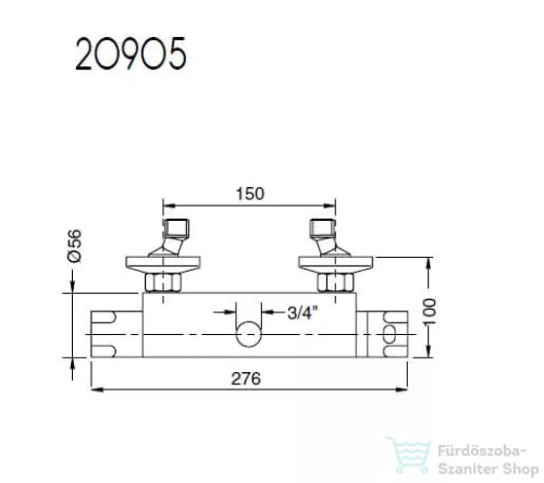 Bugnatese  Termosztátos zuhanycsaptelep 3/4 kiállással króm színben 20905
