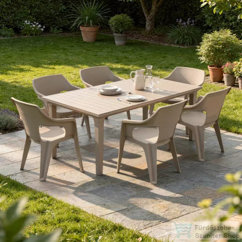 Curver Elina 6+1 kerti bútor garnitúra szett cappuccino 209265_263772_6