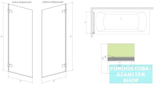 Radaway Arta PNJ 70 kádparaván jobbos  210101-01R
