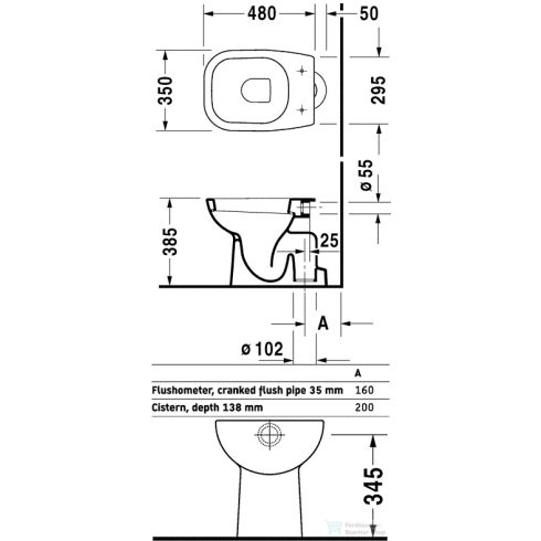 Duravit D-Code alsó kifolyású, mélyöblítésű álló WC 21100100002 ( 211001 )