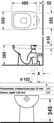 Duravit D-Code alsó kifolyású, mélyöblítésű álló WC 21100100002 ( 211001 )