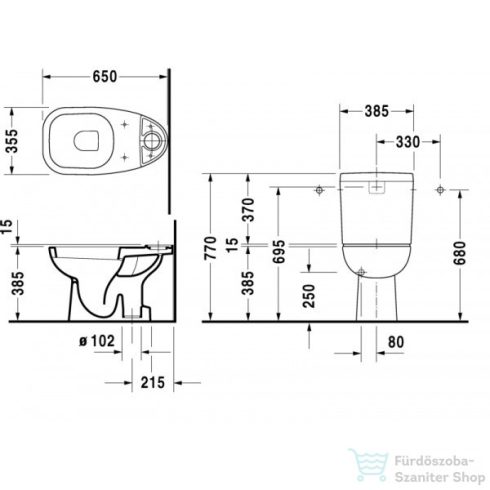 Duravit D-Code alsó kifolyású, mélyöblítésű monoblokkos WC-csésze 21110100002 ( 211101 )