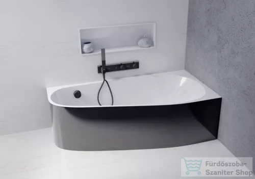 Sapho POLYSAN PROJEKTA L MONOLITH aszimmetrikus kád, jobbos, sarokba, 156x77x60cm, fehér/fekete (21111MB)