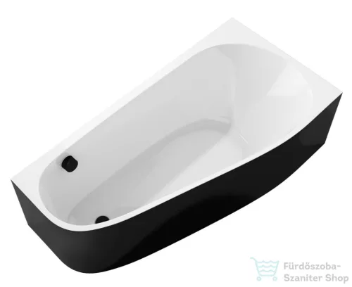 Sapho POLYSAN PROJEKTA L MONOLITH aszimmetrikus kád, jobbos, sarokba, 156x77x60cm, fehér/fekete (21111MB)