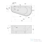 Sapho POLYSAN PROJEKTA DR MONOLITH aszimmetrikus kád, jobbos, falhoz, 156x77x60cm, fehér/fekete (21111MDRB)