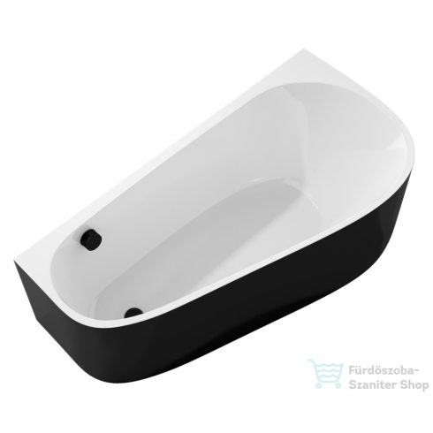 Sapho POLYSAN PROJEKTA DR MONOLITH aszimmetrikus kád, jobbos, falhoz, 156x77x60cm, fehér/fekete (21111MDRB)