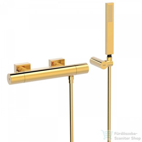 Tres PROJECT-TRES termosztátos zuhany csaptelep, zuhanyszettel, arany 21116409OR