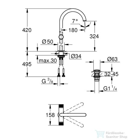 Grohe ATRIO PRIVATE XL magasított mosdó csaptelep click-clack leeresztővel,Brushed Hard Graphite 21142AL0