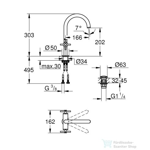 Grohe ATRIO L magasított mosdó csaptelep click-clack leeresztővel,Brushed Hard Graphite 21144AL0
