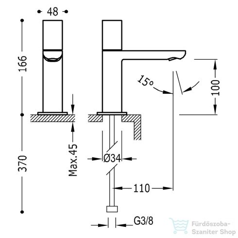 Tres PROJECT-TRES hidegvizes mosdócsaptelep, steel 21150301AC
