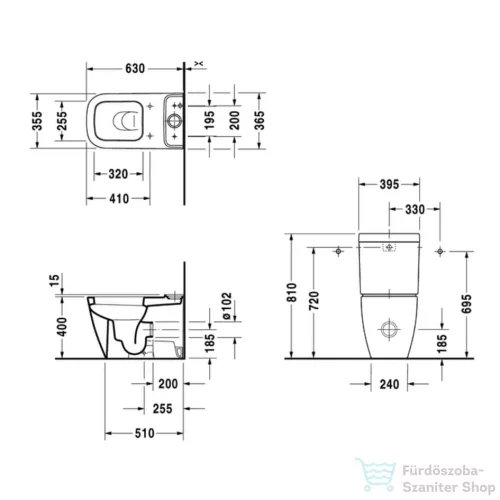Duravit Happy D.2 monoblokkos wc alsó rész 2134090000 ( 213409 )