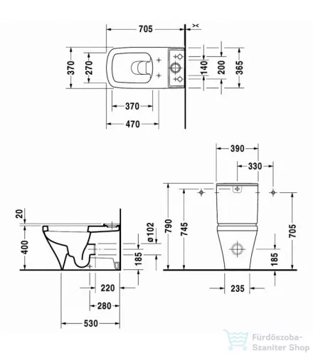 Duravit Durastyle monoblokkos wc alsó rész 2156090000 ( 215609 )