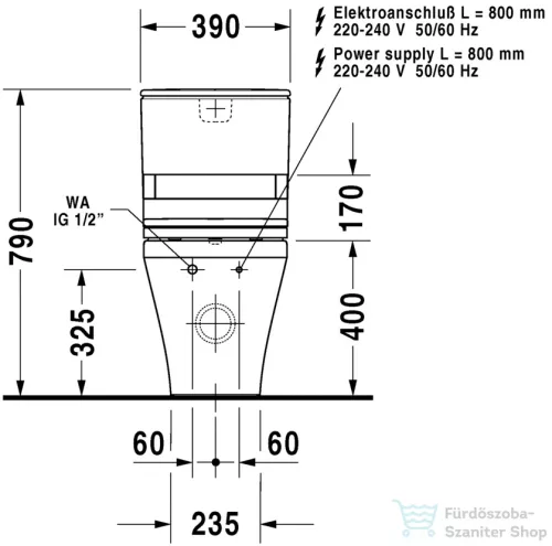 Duravit DURASTYLE kombi wc vario kifolyással,SensoWash®-hoz,Wondergliss bevonattal,21565900001
