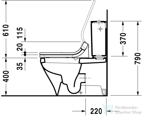 Duravit DURASTYLE kombi wc vario kifolyással,SensoWash®-hoz,HygieneGlaze mázzal,2156592000
