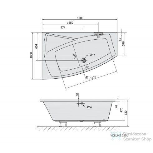 Sapho POLYSAN Evia kád 170x100x47, bal 21611