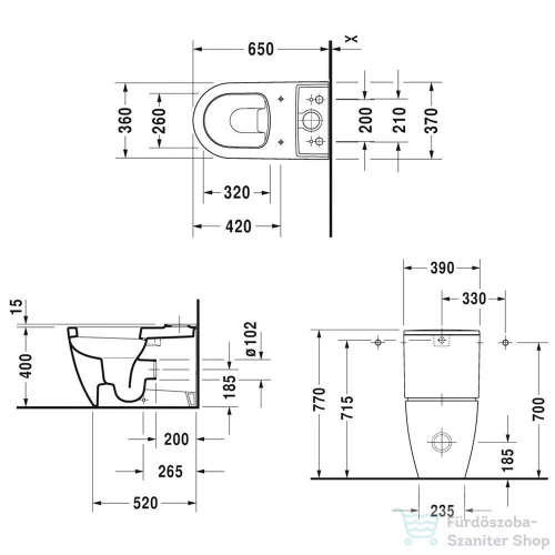 Duravit ME by Starck monoblokkos wc alsó rész 2170090000 ( 217009 )