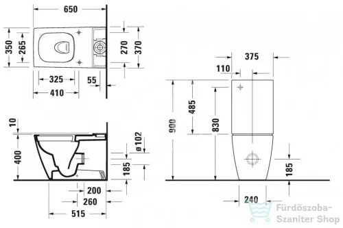 Duravit Viu monoblokkos wc alsó rész 2191090000 ( 219109 )