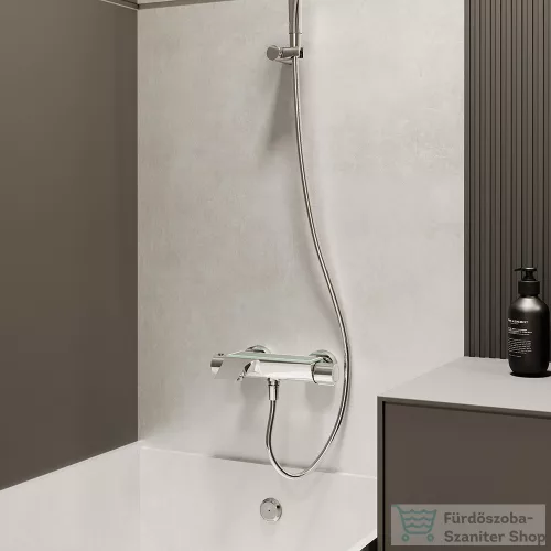 RamonSoler URBAN CHIC termosztátos fali kádtöltő csaptelep üveg polccal, zuhanyszett nélkül, króm 21C302414