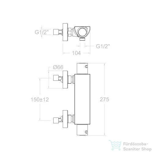 RamonSoler URBAN CHIC fali termosztátos zuhany csaptelep zuhanyszett nélkül, króm 21D302411