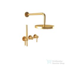   Bugnatese Kobuk falsík alatti komplett zuhanyrendszer 22,5 cm-es esőztetővel,belső egységgel,zuhanyszettel,szálcsiszolt arany 2201HOS