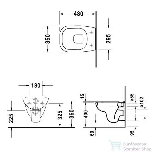 Duravit D-Code compact mélyöblítésű fali WC, 48 cm 22110900002 ( 221109 )