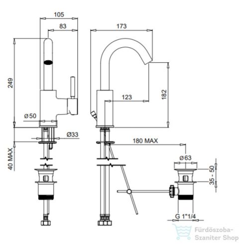 Bugnatese KOBUK mosdó csaptelep, automata leeresztővel, szálcsiszolt nikkel 2213NS