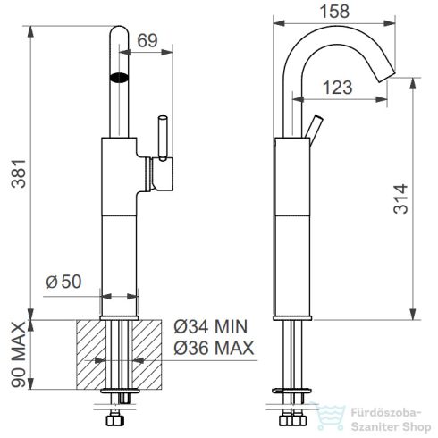 Bugnatese KOBUK magasított mosdó csaptelep leeresztő nélkül,bronz 2221SBR