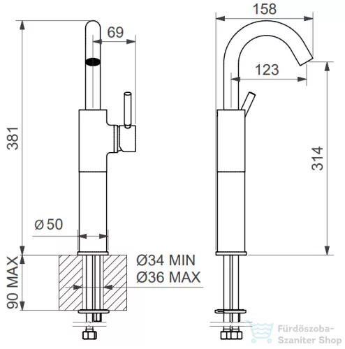 Bugnatese KOBUK magasított mosdó csaptelep leeresztő nélkül,króm 2221SCR