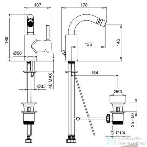 Bugnatese KOBUK bidé csaptelep, automata leeresztővel, szálcsiszolt arany 2223OS