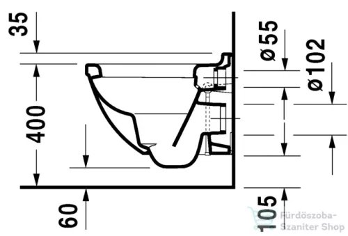 Duravit Starck 3 Compact fali wc Durafix rögzítéssel HygieneGlaze felülettel 2227092000 ( 222709 )