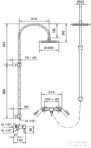 Bugnatese KOBUK zuhany csaptelep fejzuhannyal 2241
