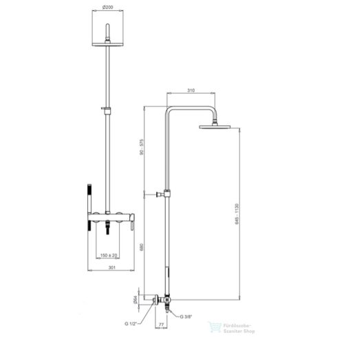 Bugnatese KOBUK Esőztető rendszer fej- és kézizuhannyal fehér színben 2242CBI