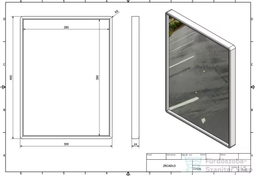 AQUALINE tükör műanyag kerettel, 40x30cm (22436)